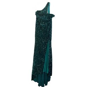 Boutique Brand Emerald Sequin Hi-Low Gown NWT Size 12
